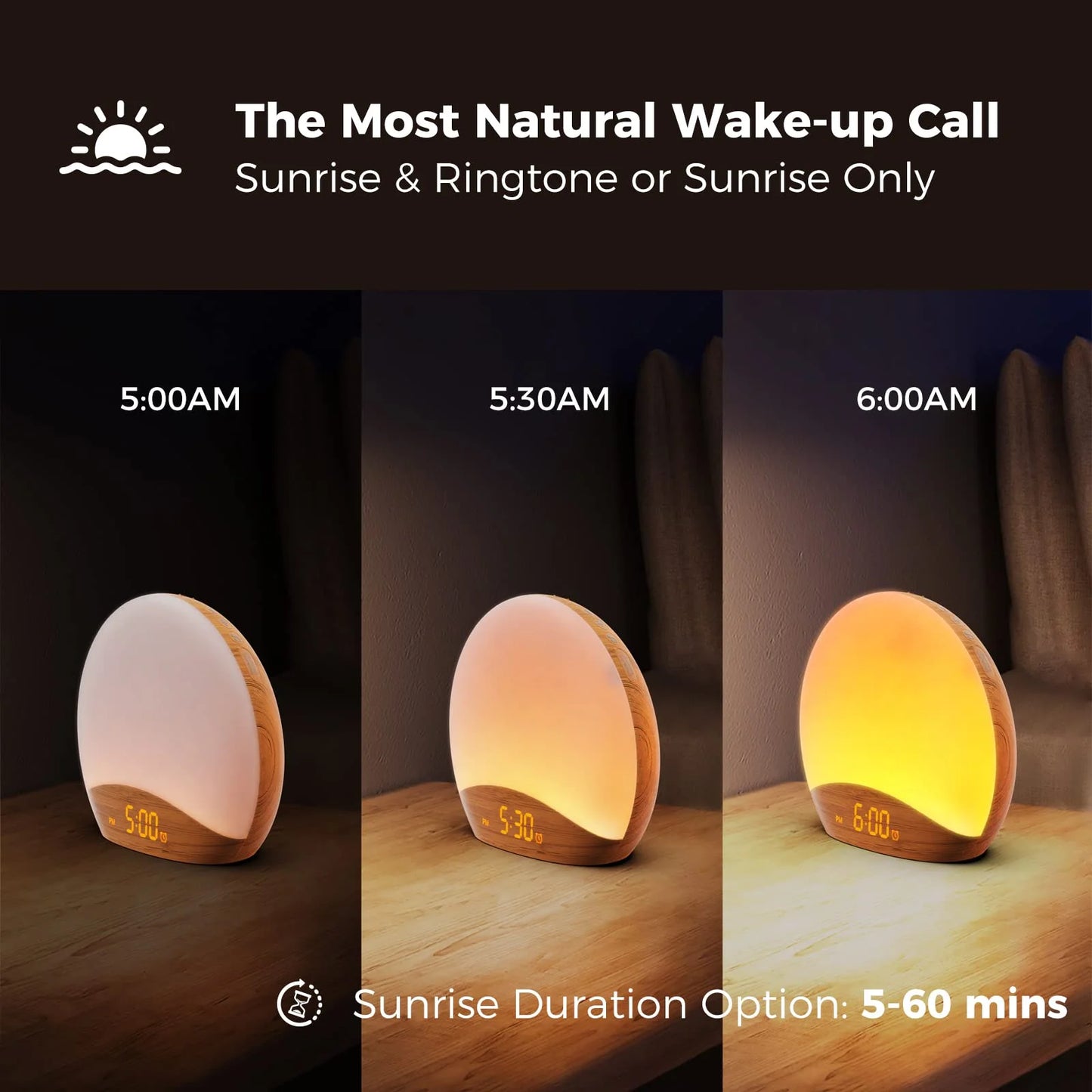 3-in-1 Sunrise Alarm Clock with Noise Machine & Nightlight