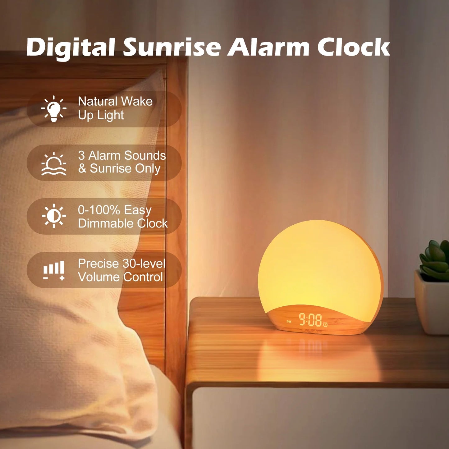 3-in-1 Sunrise Alarm Clock with Noise Machine & Nightlight