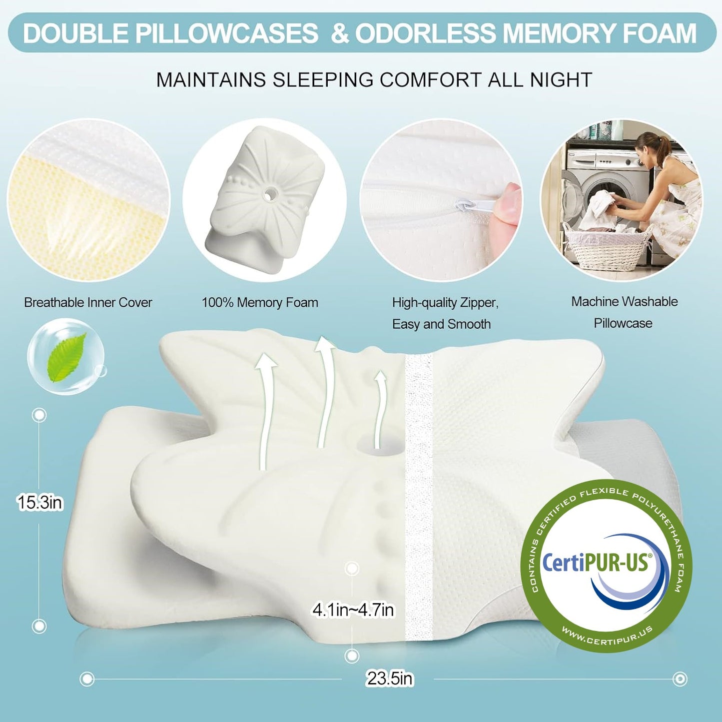 Odorless Orthopedic Pillow for Pain-Free Sleep