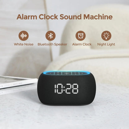 4-in-1 Noise Machine Alarm Clock with Bluetooth & Nightlight